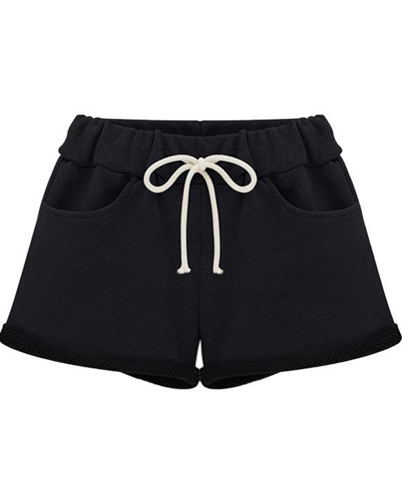 Romwe Drawstring Waist Straight Shorts