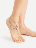 Romwe Geometric Turquoise Layered Chain Anklet