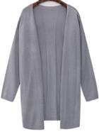 Romwe Long Sleeve Knit Grey Cardigan