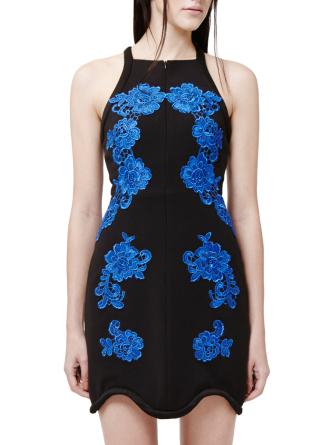 Romwe Halter Contrast Lace Sheath Dress