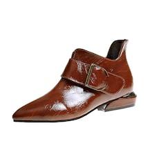 Romwe Buckle Decor Point Toe Ankle Boots