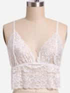 Romwe Crop Sheer Lace Cami Top - White
