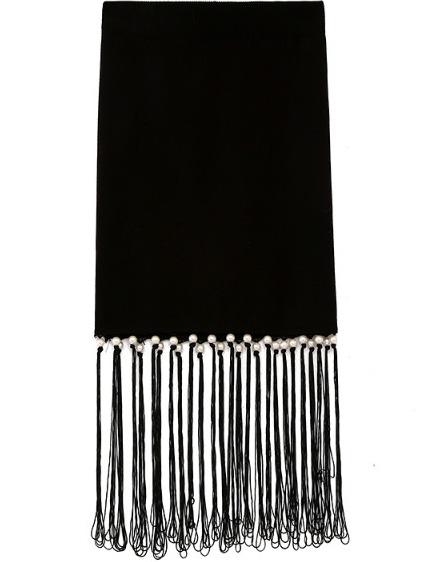 Romwe Tassel Bead Bodycon Skirt