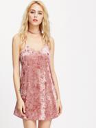 Romwe Crushed Velvet Criss Cross Back Dress