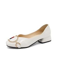 Romwe Striped Detail Low Heeled Shoes