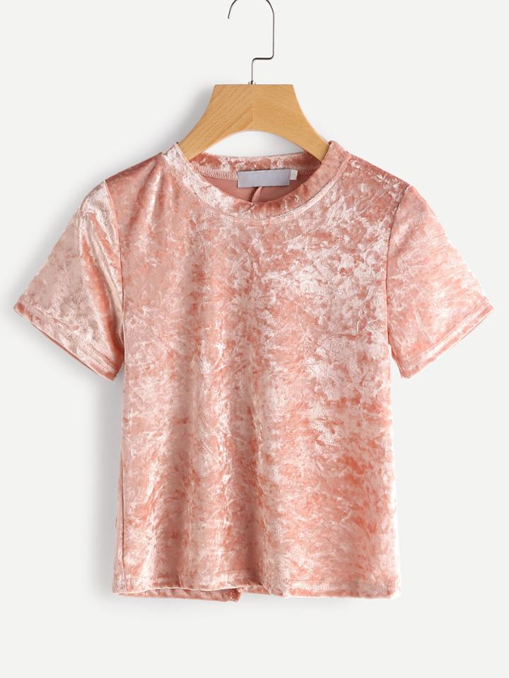 Romwe Split Back Velvet Tee