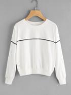 Romwe Line Print Round Neck Sweatshirt