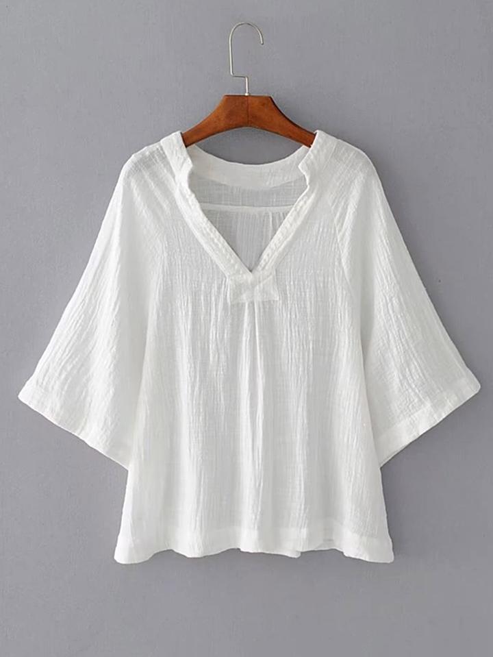 Romwe V Neckline Raglan Sleeve Top