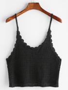 Romwe Black Hollow Out Crochet Cami Top