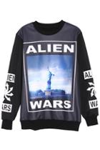 Romwe Alien Wars Black Sweatshirt