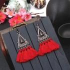 Romwe Triangle Design Tassel Drop Earrings