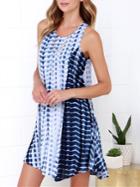 Romwe Blue Sleeveless Color Block Dress Sundress