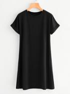Romwe Rolled Sleeve Basic Tee Dress