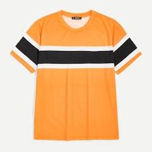 Romwe Guys Color-block Striped-panel Tee