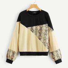 Romwe Drop Shoulder Cut-and-sew Sweatshirt