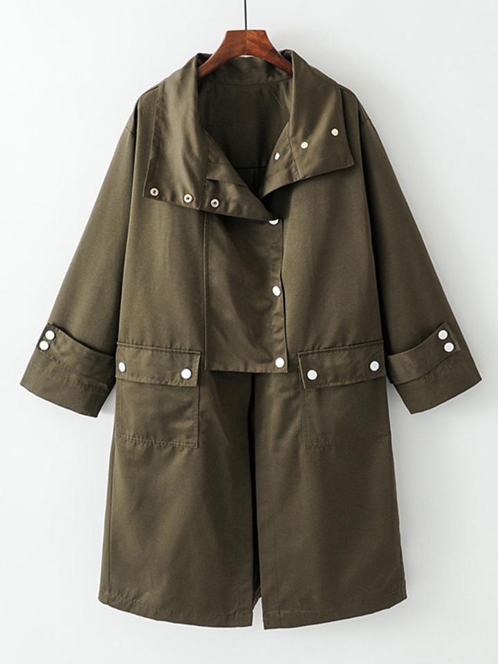 Romwe Button Detail Boyfriend Coat