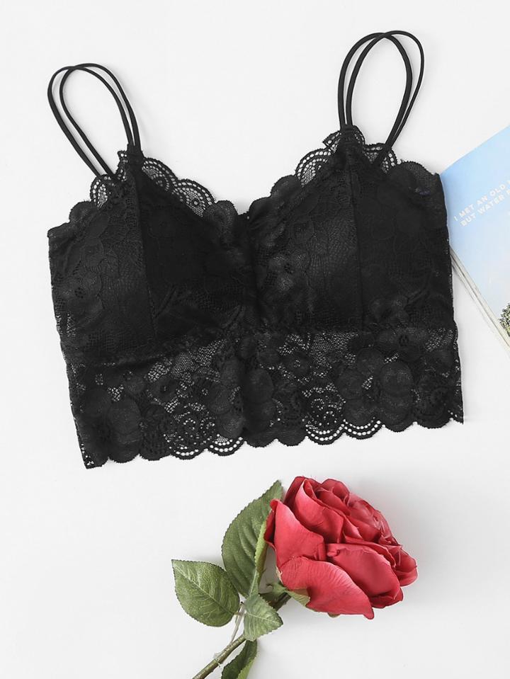 Romwe Lace Contrast Crop Cami Top