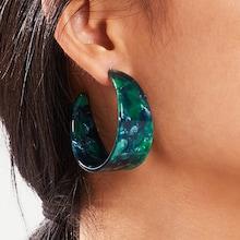 Romwe Marble Pattern Wide Hoop Earrings