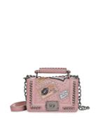 Romwe Studded Patch Detail Chain Decorated Flap Bag