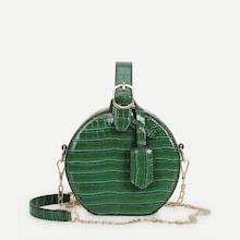 Romwe Croc Pattern Round Chain Bag
