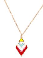 Romwe Gold Plated Geometric Colorblock Hollow Out Pendant Necklace