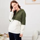 Romwe Two Tone Plush Hooded Top