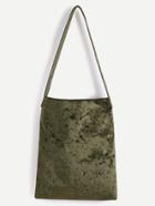 Romwe Olive Green Velvet Plain Shoulder Bag