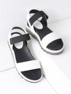 Romwe Black And White Flatform Sandals