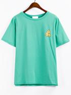 Romwe Fat Mouse Print T-shirt - Green