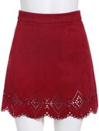 Romwe Side Zipper Hollow A-line Skirt