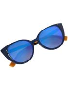 Romwe Cutout Blue Frame Cat Eye Sunglasses