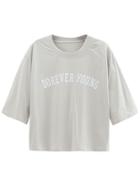 Romwe Pale Grey Letter Print T-shirt