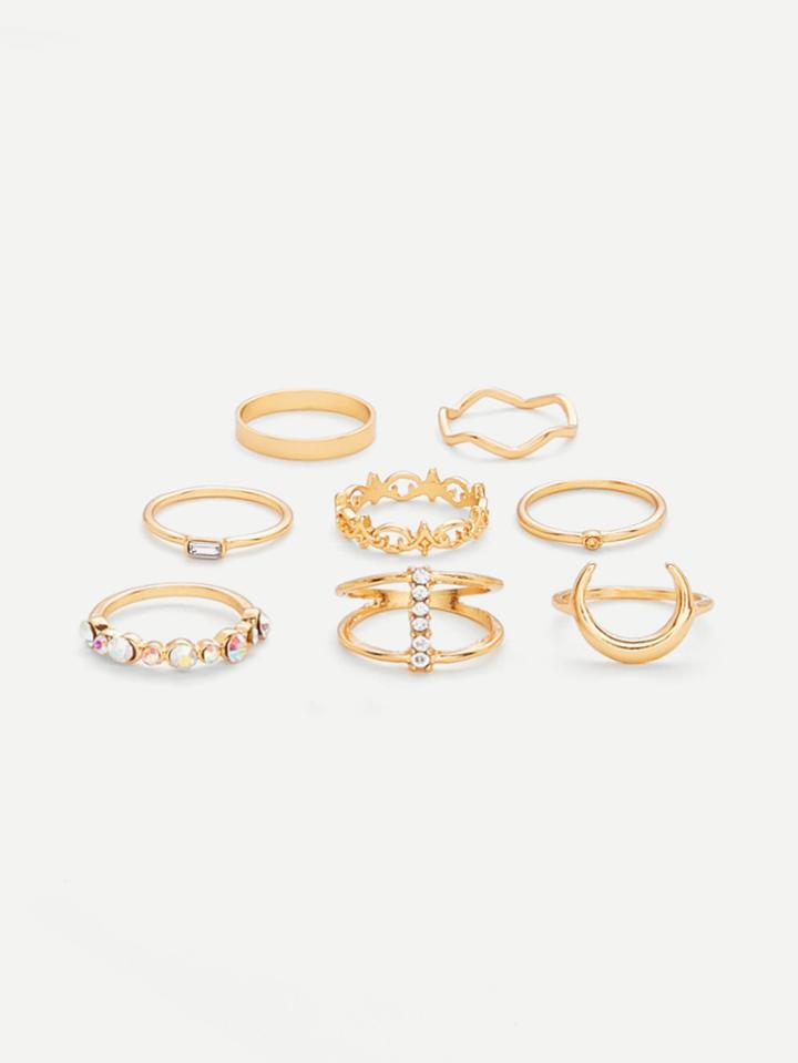 Romwe Crescent Ring Set 8pcs