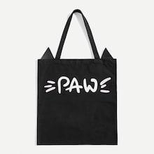 Romwe Cartoon Letter Print Tote Bag