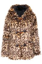 Romwe Leopard Print Buckled Hoodied Coat