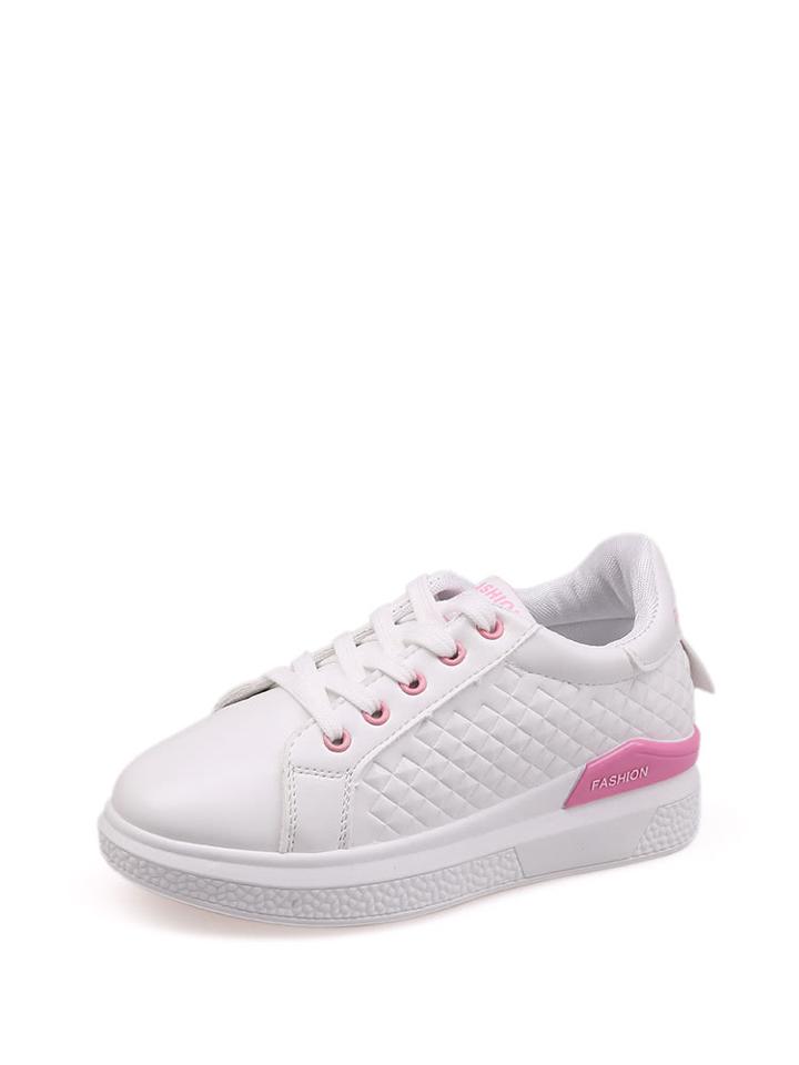 Romwe Lace Up Pu Flatform Sneakers
