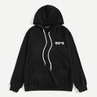 Romwe Guys Pocket Front Letter Embroidered Hoodie