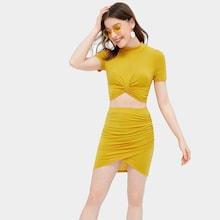 Romwe Twist Crop Top With Tulip Hem Skirt