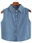 Romwe Lapel Button Down Denim Vest