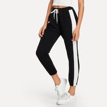 Romwe Drawstring Waist Color Block Pants