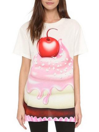 Romwe Cherry Print White T-shirt