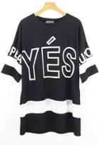 Romwe Contrast Mesh Letter Print T-shirt