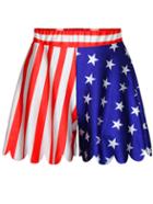 Romwe Contrast Stars And Stripes Print Scalloped Shorts