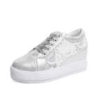 Romwe Lace Panel Hidden Wedge Sneakers