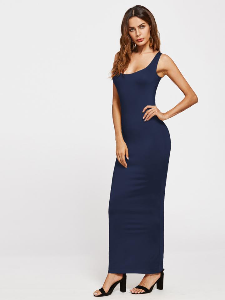 Romwe Scoop Neck Sheath Tank Dress