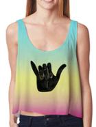 Romwe High Low Hand Print Tank Top