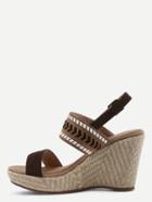 Romwe Brown Ankle Strap Wedges