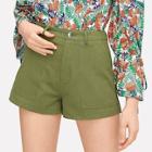 Romwe Patch Pocket Front Textured Shorts