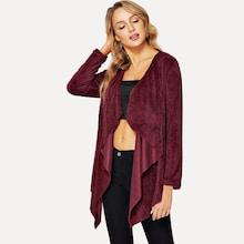 Romwe Open Front Asymmetrical Hem Coat