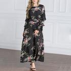 Romwe Plus Layered Sleeve Floral Print Maxi Dress